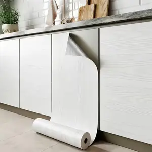 Wooden Vinyl Wrap for Cabinets, Walls, Desks, Countertops, Modern Wallpaper, Easy to Use, Self-Adhesive Backing, Tenant Friendly sticker wood grain