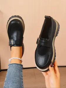 DOLLMOD Stylish Platform PU Leather Loafers, Elegant Commuter Style for Women, Comfortable Everyday Footwear, Ideal Valentine's Day Gift