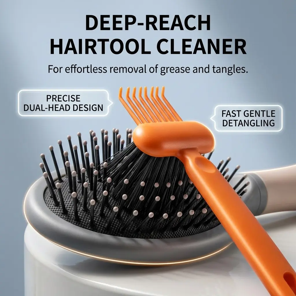1pc/2pcs/3pcs Comb Cleaner Brush, Plastic Air Cushion and Bristle Brush, Ventilated Airbag Cleaner, Hairbrush Cleaner, Kitchen, Bathroom, Home Essentials, Scrubber Cleaning, Tangles, Design