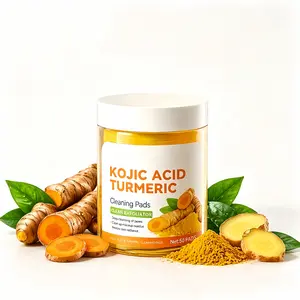 50 PADS Kojic Acid Turmeric Exfoliating Cleansing Pads, Gentle Daily Face Cleanser for Sensitive Skin, Even Tone & Refreshed Complexion Facial Mild Smoother Pack Teens