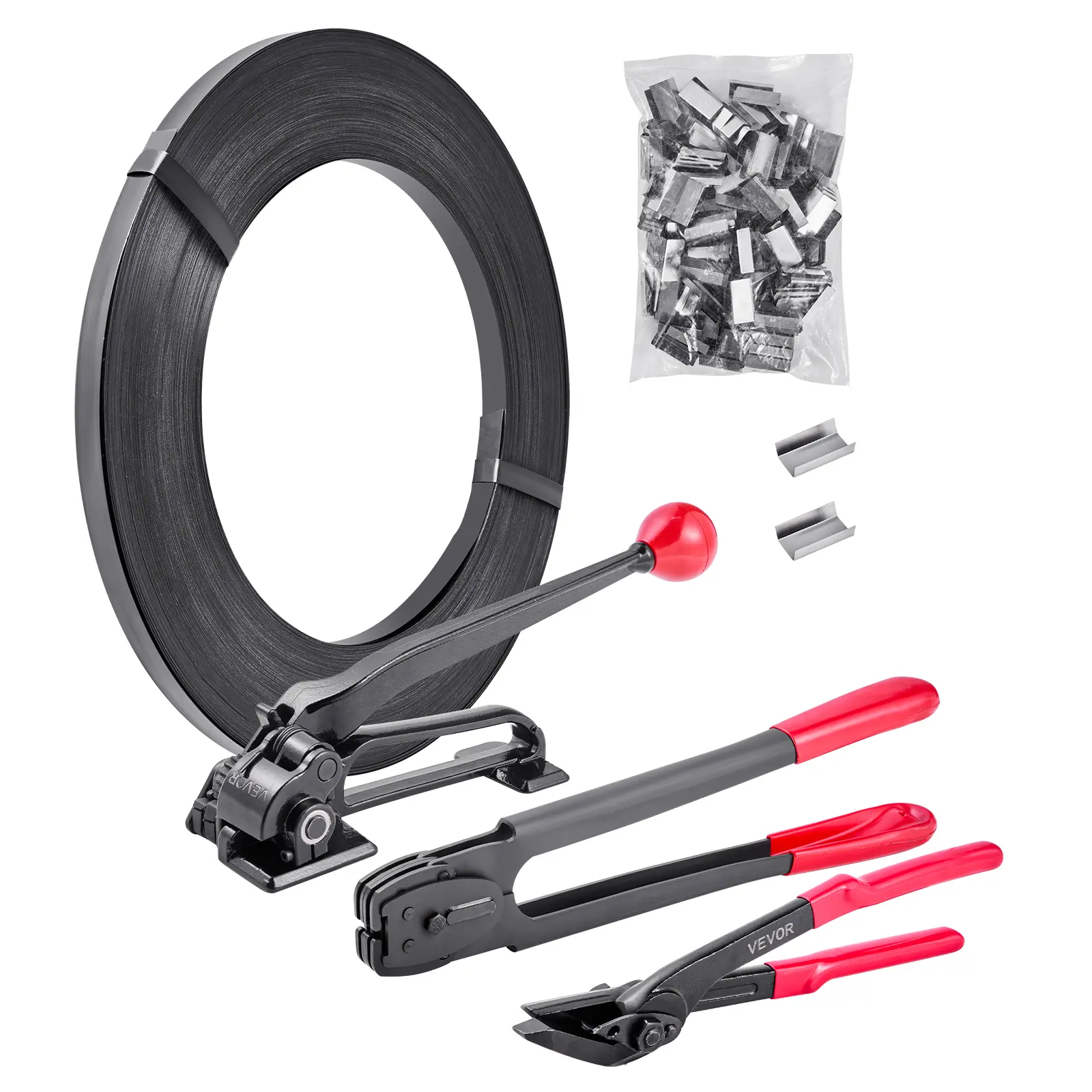 【Summerfinds】VEVOR Steel Banding Strapping Kit,Heavy Duty Banding Sealer Tool with 600 ft Binding Straps300 Metal SealsManual Pallet Packaging Strapping Kit for WarehouseTransportationIndustrial Bundling, Heavy Duty Sealers, Industrial Strength Sealers