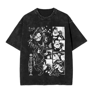 Manga DEATH NOTE T Shirts L Lawliet Graphic Print T-Shirts Washed Oversize Tshirt Short Sleeve Cotton Soft Tee Men Women Clothes