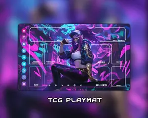Riftbound Playmat, Trendy Akali Neon Trading Card Game, Custom Zones, MTG Playmat