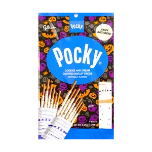 GLICO.JP 【Halloween Limited Edition】Japanese Cookies and Cream Pocky Cookie Sticks - Family Pack, 9 Packs,  4.55oz