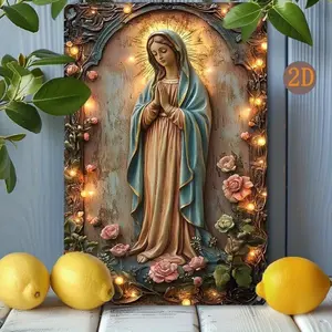Vintage Religious Decoration, 8x12 Inch Religious Decoration with Crown, Stylish Religious Decor, Wall Art for Home, Garage or Club, Easy to Install, Wall Decor