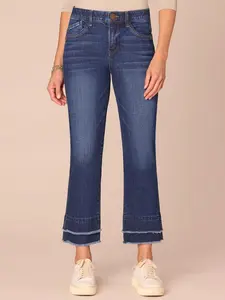 "Ab"solution® Mid-Rise Kick Flare Jeans with Double Layer Fray Hem