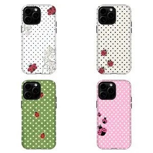 Cute Ladybug Polka Dot Phone Case|Floral Vine & Red Ladybug Protective Cover For iPhone 17 Pro Max 16 15 14 13 12 11 for Samsung S21 S22 S23 S24 S25 S26 Phone Case|gift for him for her|Best Gift