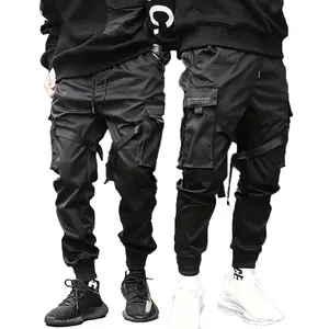 Functional Workwear Jogger Pants Men Multi-pocket Streetwear Hip hop Casual Tactical Pants with Adjustable Waist and Padded Seat