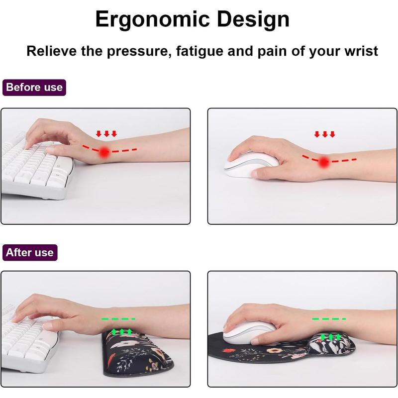 3Pcs/Set Mouse Pad with Wrist Rest and Keyboard Wrist Rest,Wrist Rest for Computer Keyboard Memory Foam Pain Relief with Non Slip Rubber Base for Office,Gaming,Computer,Laptop,Hand Tools Kits