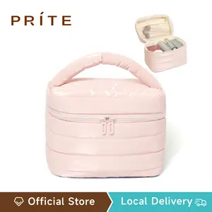 Prite Puffy Makeup Bag Organizer for Women Multi-functional Toiletry Bag with Built-in Pockets Large Capacity Cosmetic Pouch for Travel Essentials