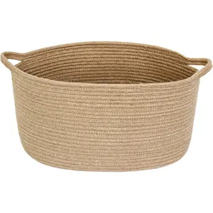 Jute Wicker Storage Basket with Handles, 17"x12"x8" Decorative Woven Baskets for Organizing  , Gifts, Book, Towel, Cloth, Boho Storage Bin for Shelves, Entryway, Closet,  Decor