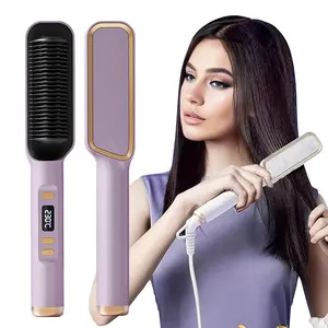 Dual Purpose  Heating Straight Hair  For Curling And Straightening Anti-Scalding Styling Curler Straightener Brush comb hot Gold wavytalk thermal blowout diffuser curly hair hair styling tools hair curler curling irons