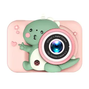 Q6 Vintage Compact Little Dinosaur Children's Digital Mini HD Dual CCD Camera, Fully Automatic Selfie Camera for Parent-Child Time Gifting