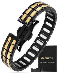 MagnetRX EllipseMAX 5X Strength Magnetic Bracelet for Men - Black & Gold