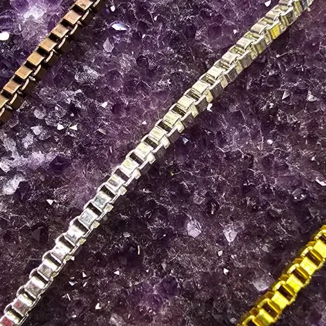 24" Bright Silver Plated Square Box Chain 