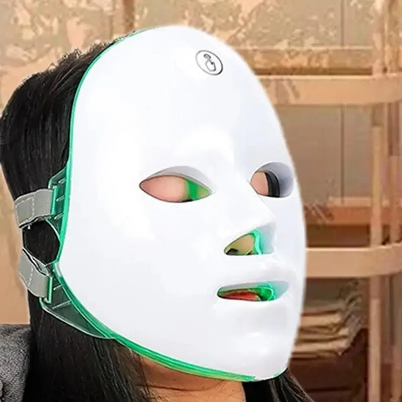 Rechargeable LED Mask Facial Care Tool, 7 Color LED Photon Beauty Mask, Home Skincare, Travel Use, Ideal Gift for Holidays
