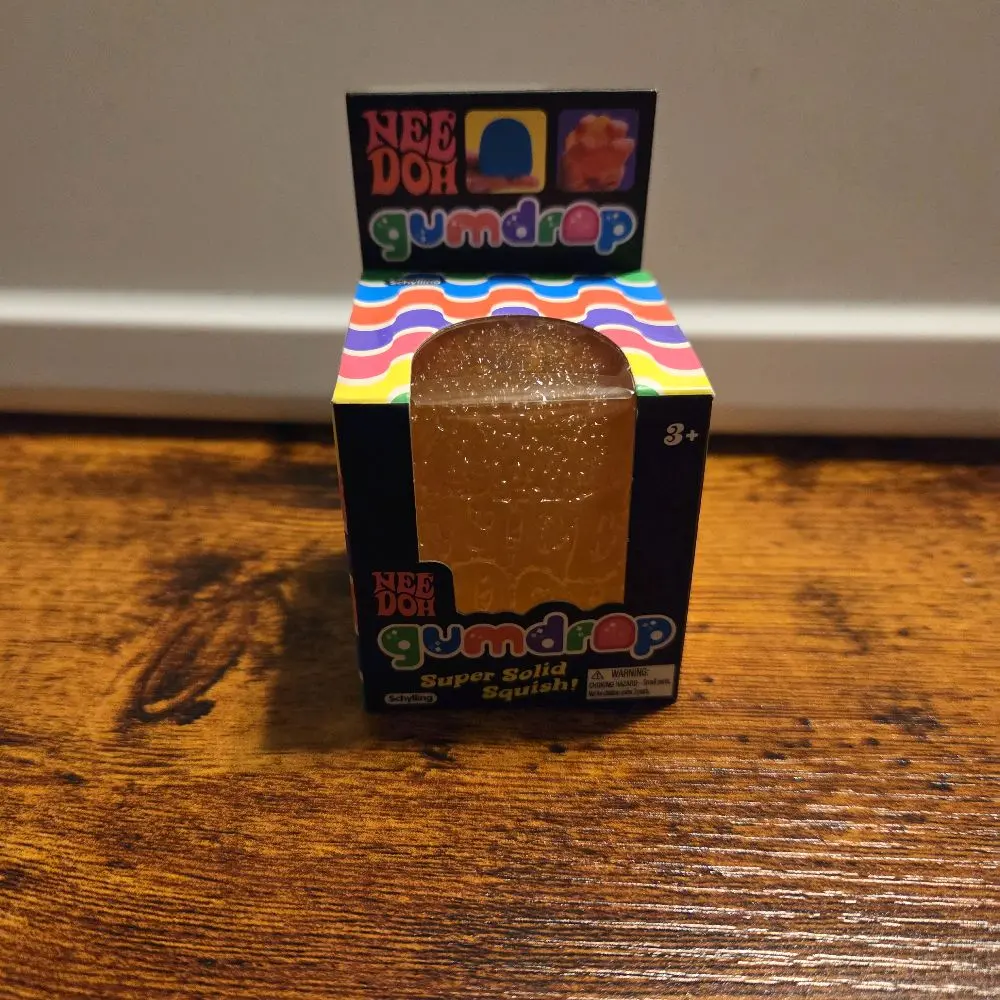 Needoh Gumdrop Fidget Toy, Orange Stress Relief Squeeze Toy for Anxiety Relief
