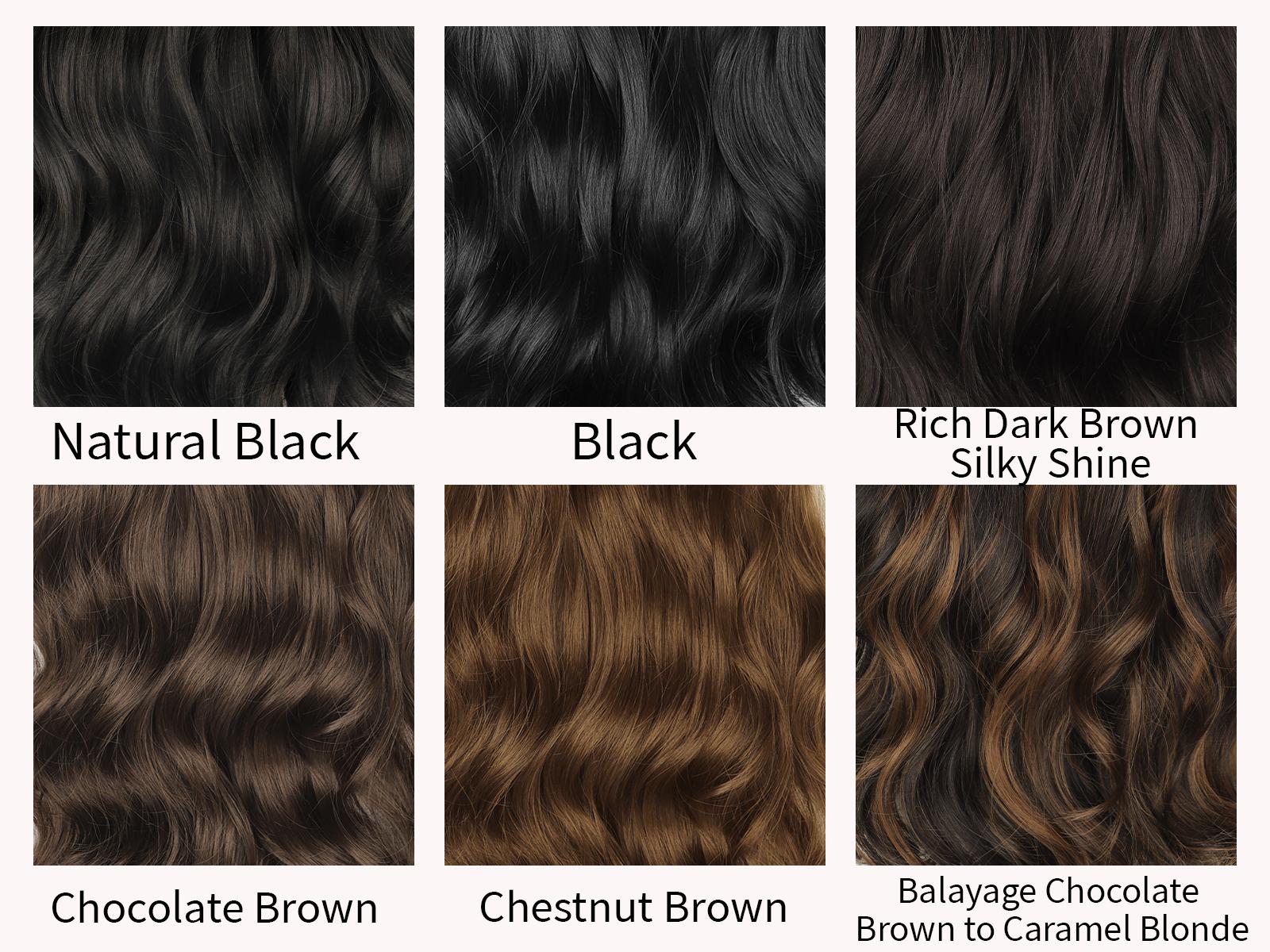 [KooKaStyle] Clip-In Hair Extensions for Women, 4PCS Soft Wavy Synthetic Hairpieces for Instant Volume & Length, Natural-Looking Seamless Blend, 20 Inch Black