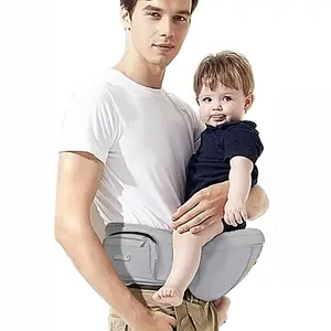 Baby Hip Seat Carrier with Pockets Ergonomic Infant Waist Stool Adjustable Belt Multiple Safe Guaranteed Fabric Anti-Slip Lightweight for Newborn Shower (Grey)