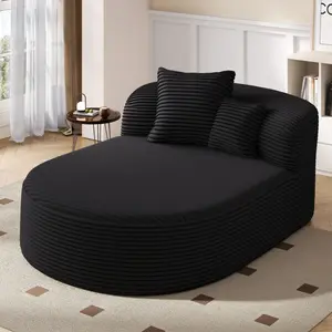 Modern Chaise Lounge Chair Indoor, Comfy Boneless Reading Sofa Chair Compression Sofa Couch with Pillows for Bedroom, Living Room