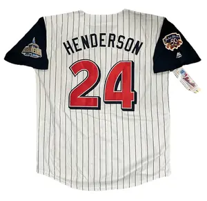 Rickey Henderson 1997 Anaheim Angels White Jersey with Jackie Patch, Number 24, Fitted Short Sleeve, Machine Washable, Unisex