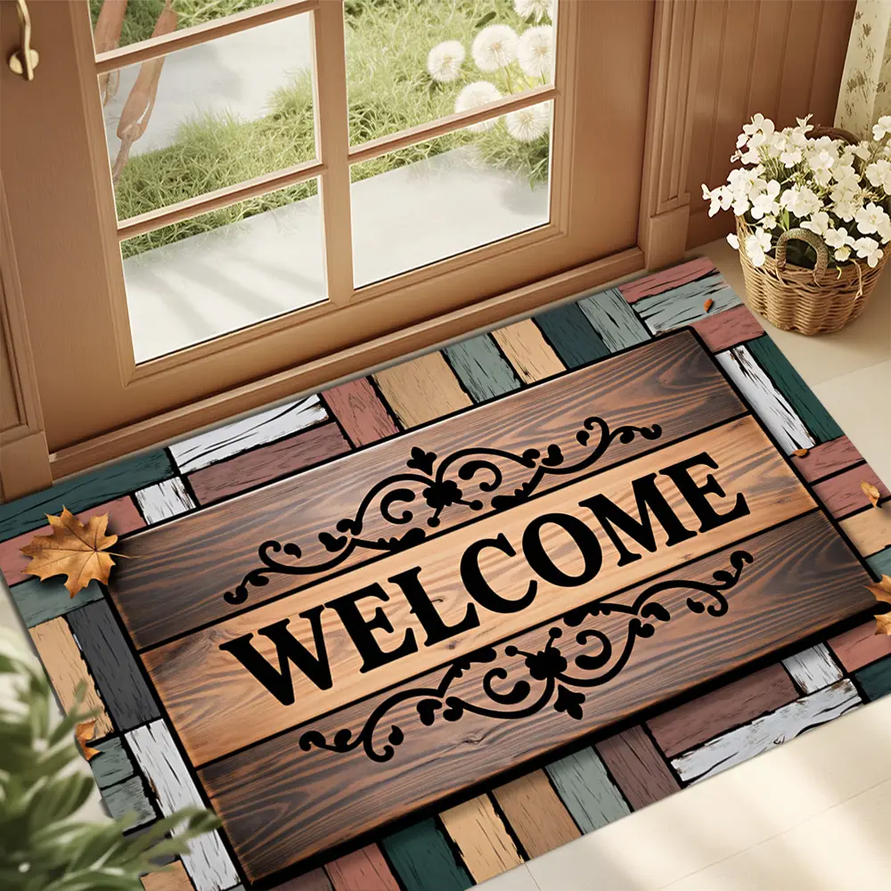 Fun Welcome Mat – A PVC entryway mat that is easy to clean and suitable for both indoor and outdoor use; ideal for entryways, living rooms, dining rooms, bedrooms, kitchens, porches, and patios.