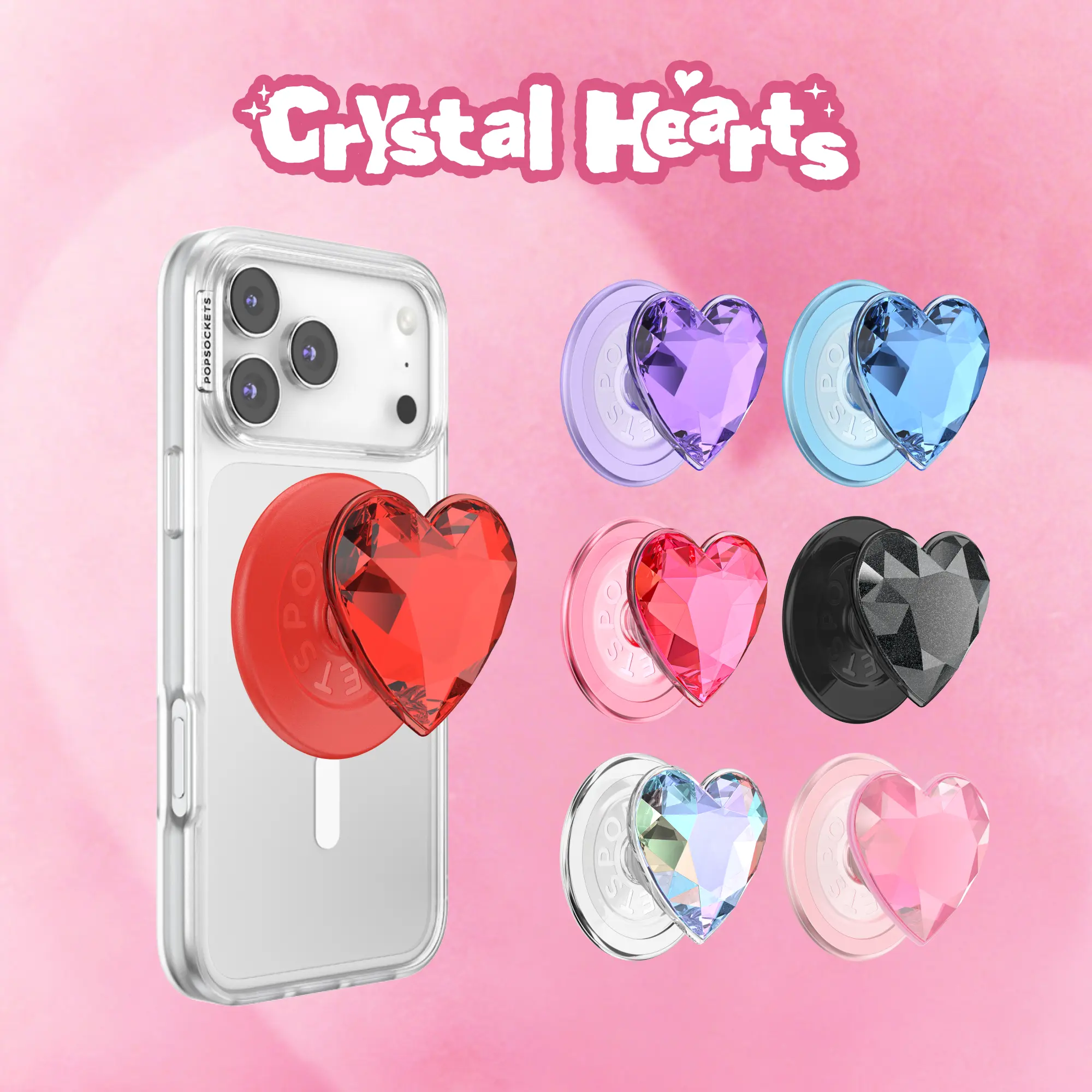 Crystal Hearts PopGrip for MagSafe - Magnetic Phone Grip and Phone Stand - PopSockets Crystal Hearts PopGrip for MagSafe - Magnetic Phone Grip and Phone Stand - PopSockets
