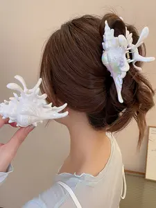 Women's Acrylic Seashell Hair Clip, Cute Beach Vacation Style Hair Accessory, Fashionable Women's Hair Decoration