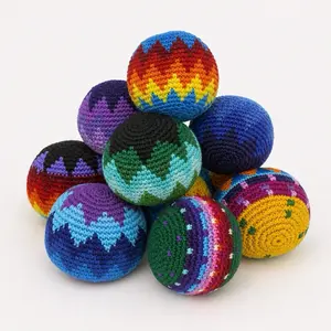 Crochet Multicolor Handmade Hacky Sack Stress Ball 2.5" Diameter Guatemala Handcraft Fair Trade Gifts for Kids Adults