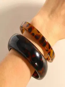 Women's Acrylic Leopard Print Bracelet, Vintage Resin Round Bangle, Thick or Thin Design, Casual Daily Wear, Party Accessory