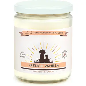 Vanilla Candle for Pet Odor, Clean,  Based Air Freshener with a 70 Hour  Time Scented Pet Candle for Home