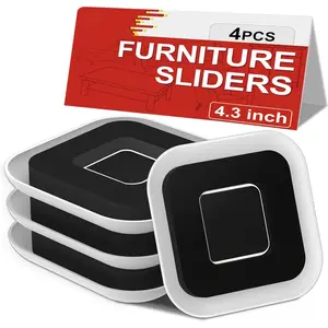 Upgrade Furniture Sliders, Furniture Sliders for Carpets, 4 count 4.3" Moving Pads with Anti-Slip Groove, Furniture Moving Sliders for Easy Move Bed Couch Tables Cabinet Heavy Duty, Protect Carpets