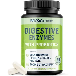 Digestive Enzymes 400 mg with Probiotics for Digestive Health and Bloating Relief for Women and Men Non GMO Vegetarian 60 Count
