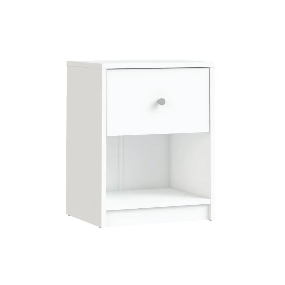 White 1 Drawer Nightstand - Modern Gray Nightstand with Hidden Compartment