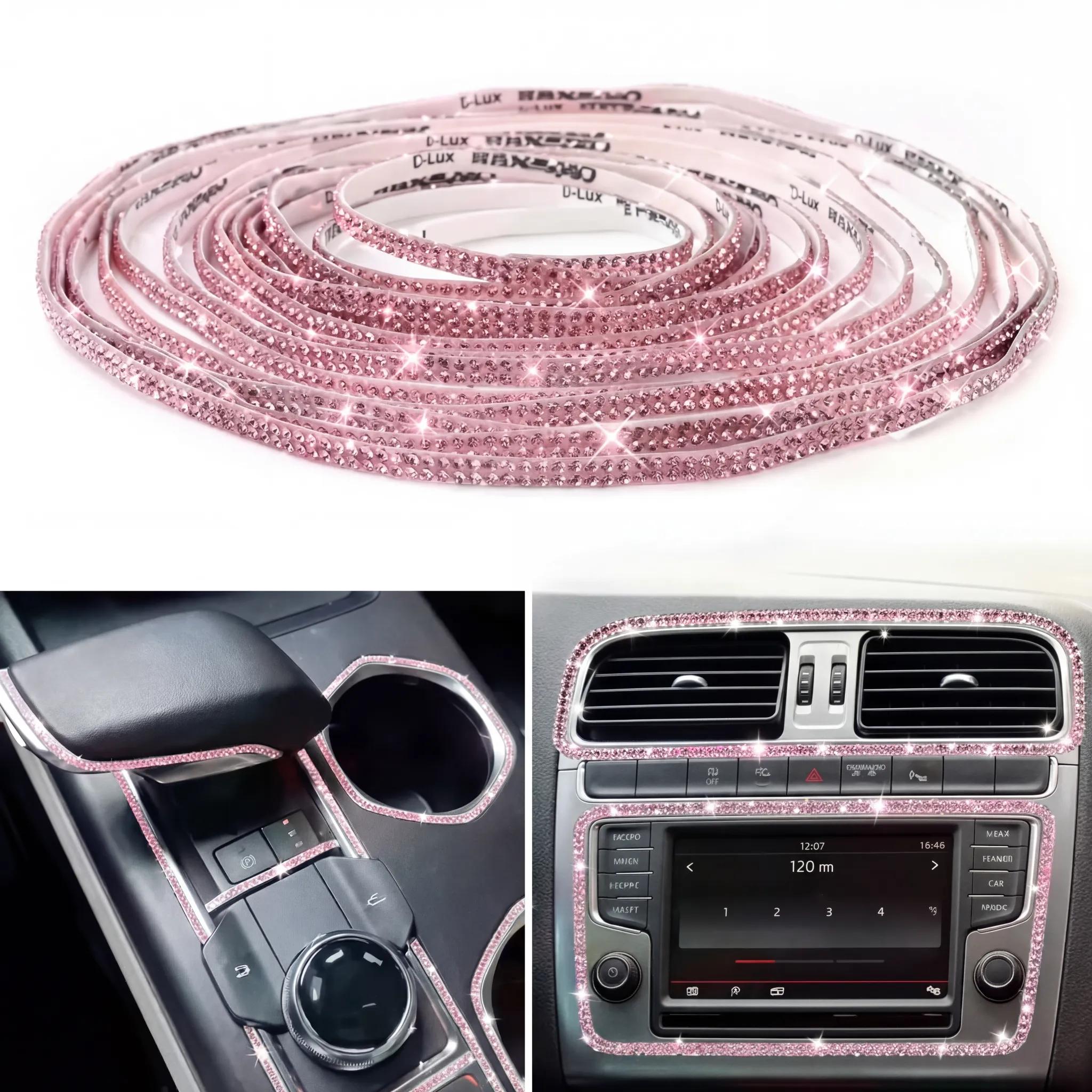 Car Decoration Rhinestone Strip, Self Adhesive Bling Crystal Diamond Trim, Waterproof Auto Interior Decor Accessories 32.8ft