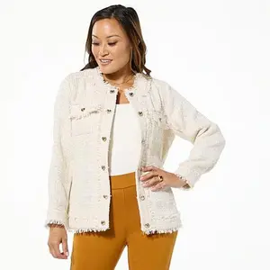 Colleen Lopez Tweed Jacket with Decorative Heart Buttons