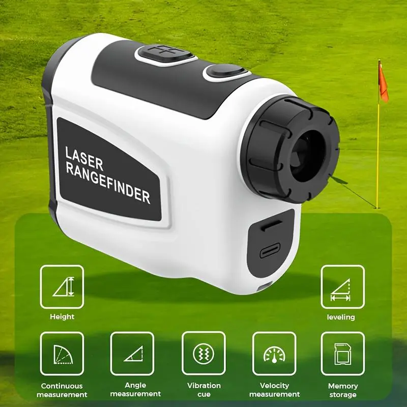 Golf Laser Rangefinder - 1200 Yd, 6X Magnification, Slope Compensation, HD Rechargeable, High Precision Flag Lock, Quick Positioning, Anti-Vibration, USB Charging, White, Stylish Golf Accessory