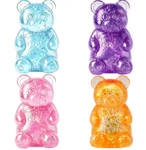 4 Counts Gummy Bear - Sensory Fidget Toy with Glitter Liquid Filling, Squeeze Toys, Stress Toys, Stress Relief Toys, Fidget Toy, Birthday Gifts, Gift Bag Stuffing #SummerWins #DealsForYouDays