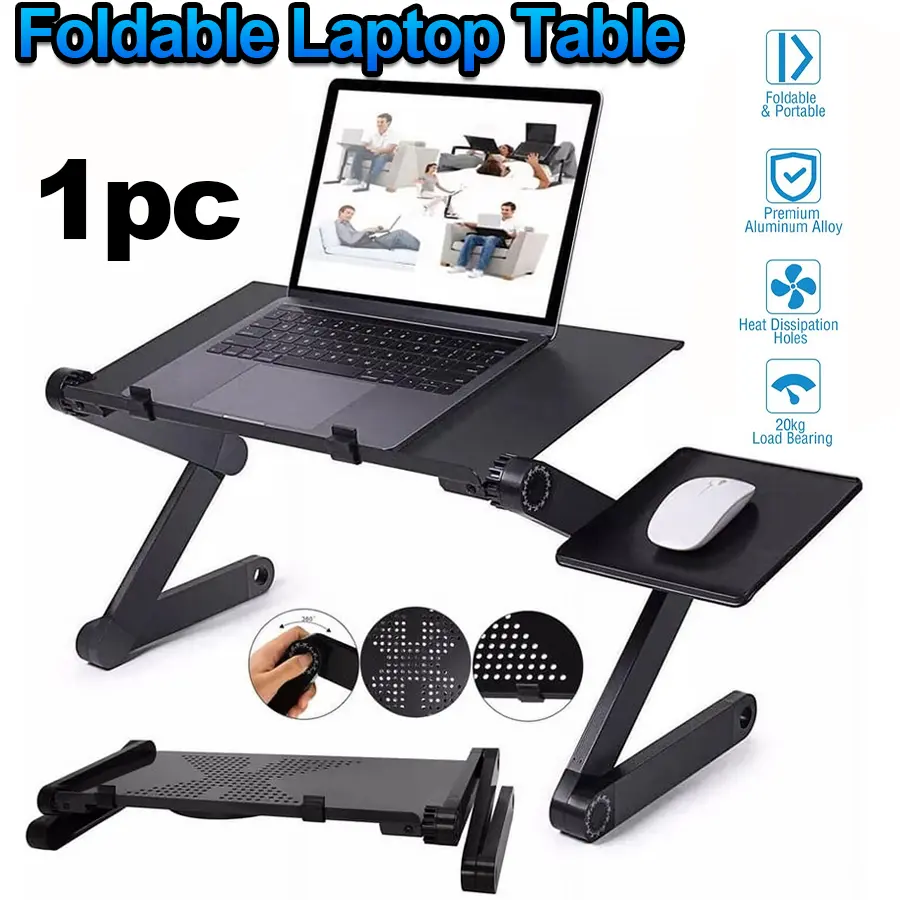 Aluminum Folding Rotating Laptop Stand - 360° Adjustable Multi-Purpose Notebook Holder with Heat Dissip., Portable for Bed/Sofa/Desk, Home Supplies Party Gift