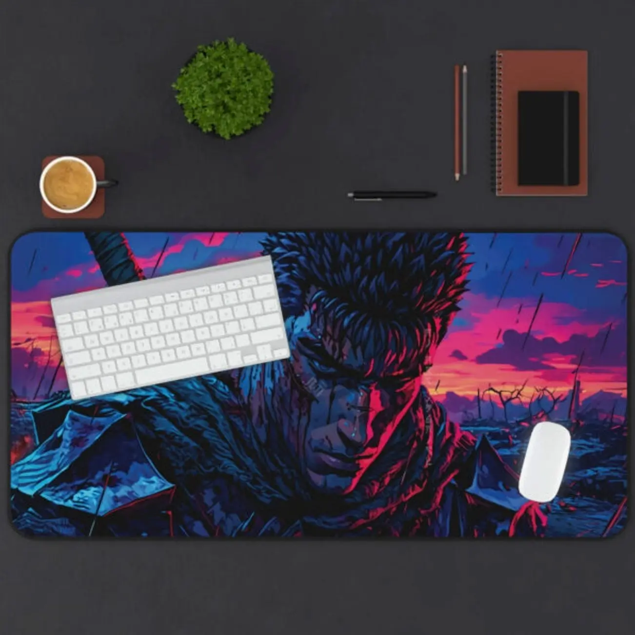 Berserk Guts Battle-Stained Sunset Desk Mat – XXL Gaming Mouse Pad
