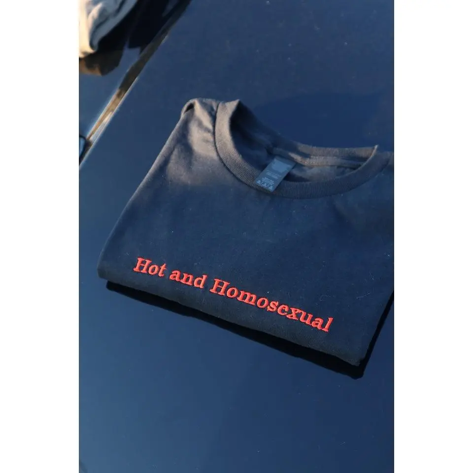 Embroidered hot and homo, Short Sleeve, Petite fit, Unisex, Long Crop Top