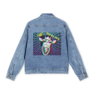 Vibrant Men's Denim Jacket, Graphic Jean Jacket, Trendy Streetwear, Cool Gift for Him, Casual Fashion Statement Menswear Breathable Layer Outfits