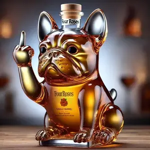 French Bulldog Shape Wine Bottle, Cheeky Middle Finger Gesture, Fun Barware Gift, Unique Whiskey Lover Present, Quirky Home Bar Collection Item