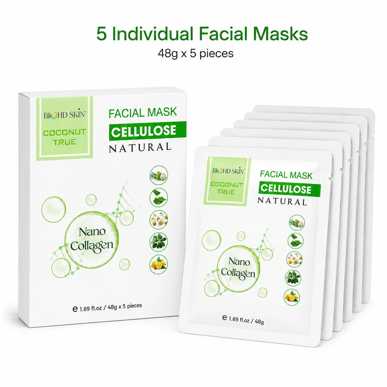 Bio-Collagen Face Mask – Korean Glass Skin Coconut Bio Cellulose Sheet Mask (5 Sheets) Bio-Collagen Face Mask – Korean Glass Skin Coconut Bio Cellulose Sheet Mask (5 Sheets)