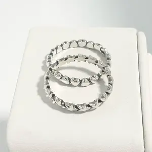 Sterling Silver 925 Hearts Stars Band Ring