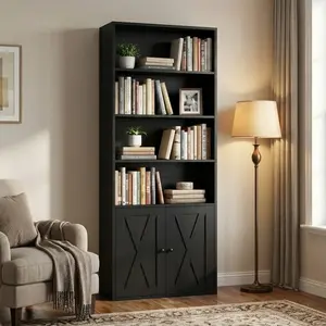 Walsunny 70 inch bookshelves / Bookcases, Floor Standing Display Storage Shelves, Tall Bookcase for Bedroom, Living Room, Office, Black/Brown/White