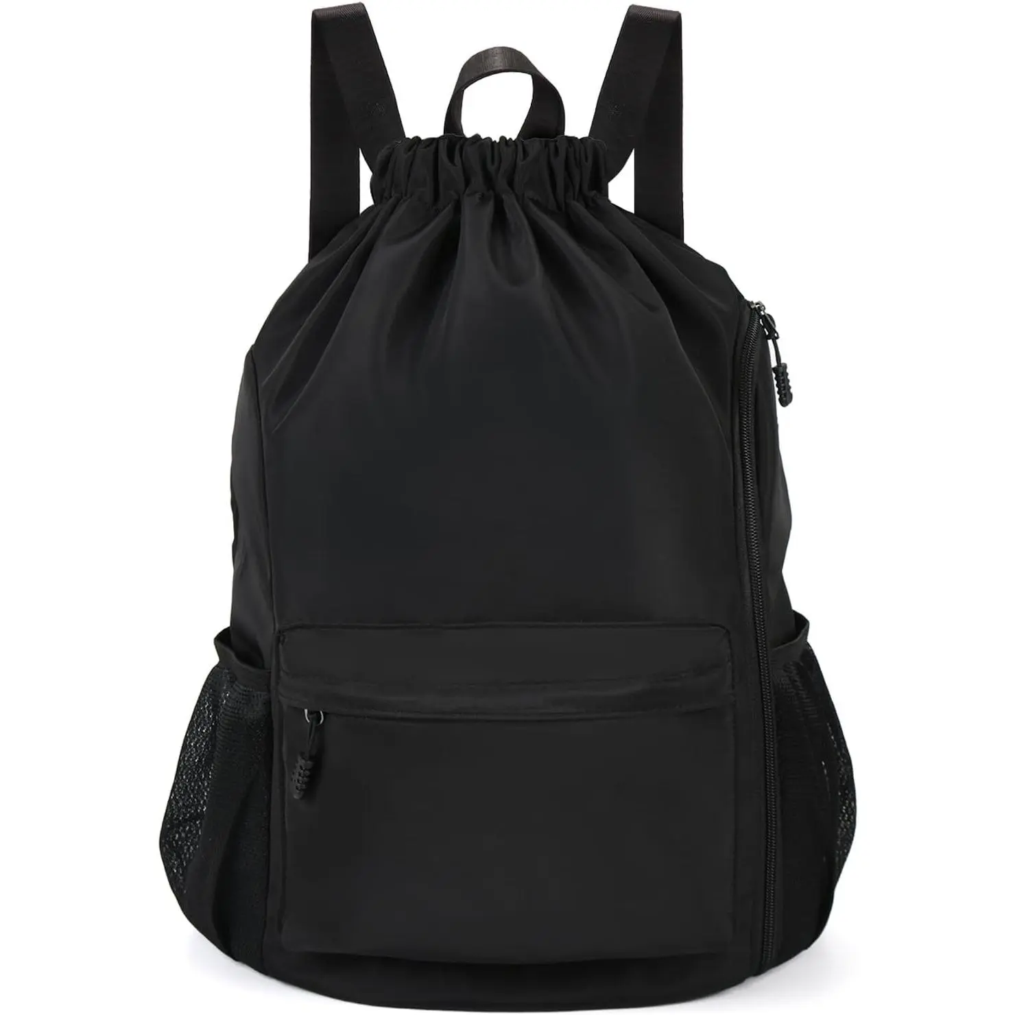 Drawstring Gym Backpack Bag for Men & Women, Gym Bag with Side Pocket Black
