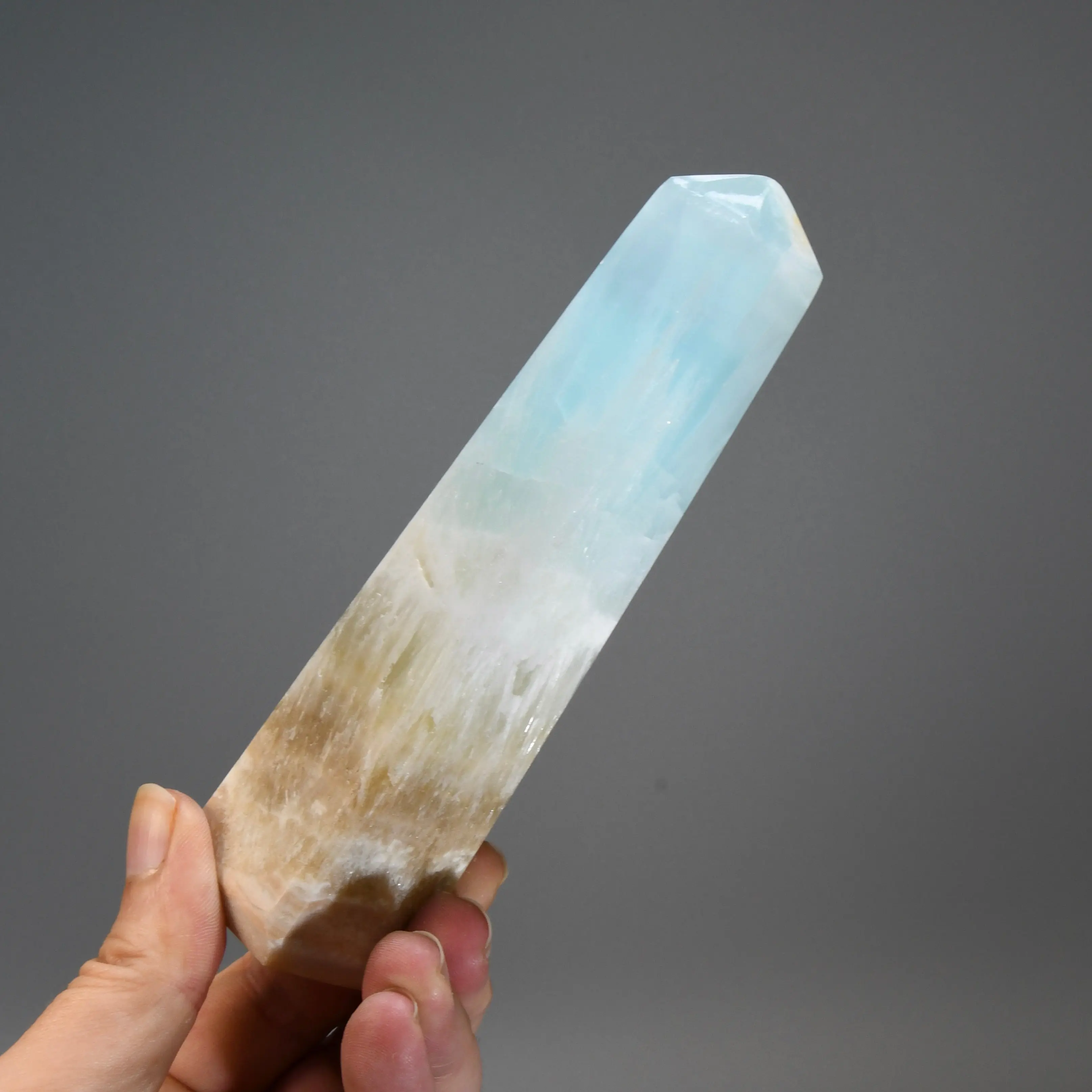 XL 307g AAA Caribbean Blue Calcite Crystal Tower, Genuine Caribbean Blue Calcite Crystals