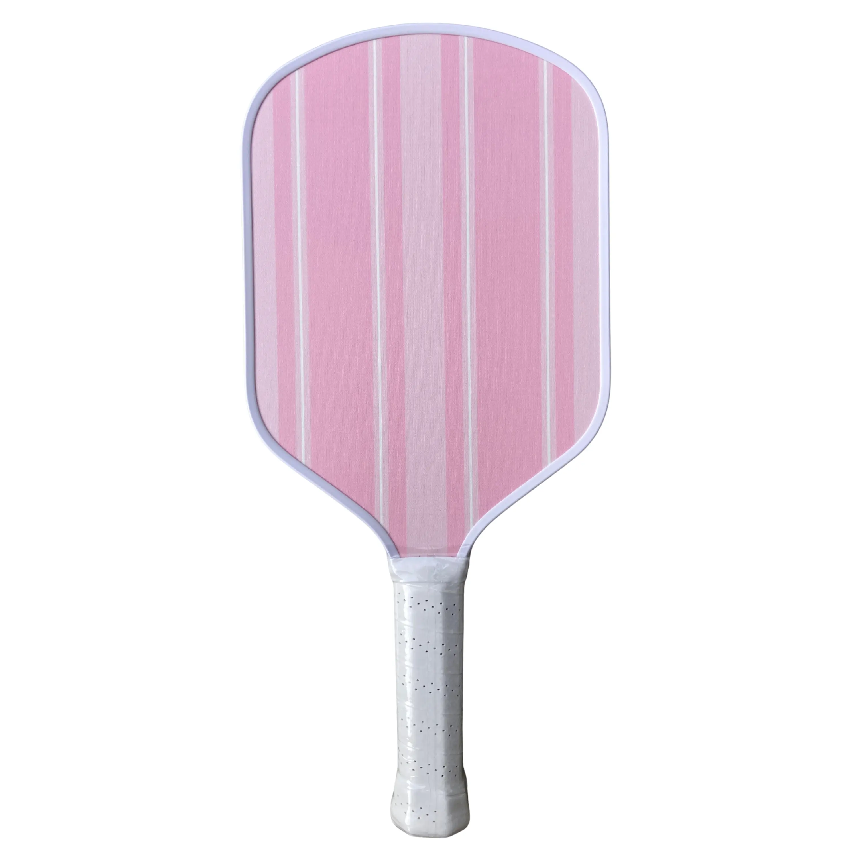 Picklefab Pink Striped Fiberglass Pickleball Paddle for Women- Female Single Paddle with Smaller Grip - Girly Pink Striped Racket Surface - Lightweight 8oz 16mm Core 16.5" Length - Designer Pickleball Gifts for Ladies