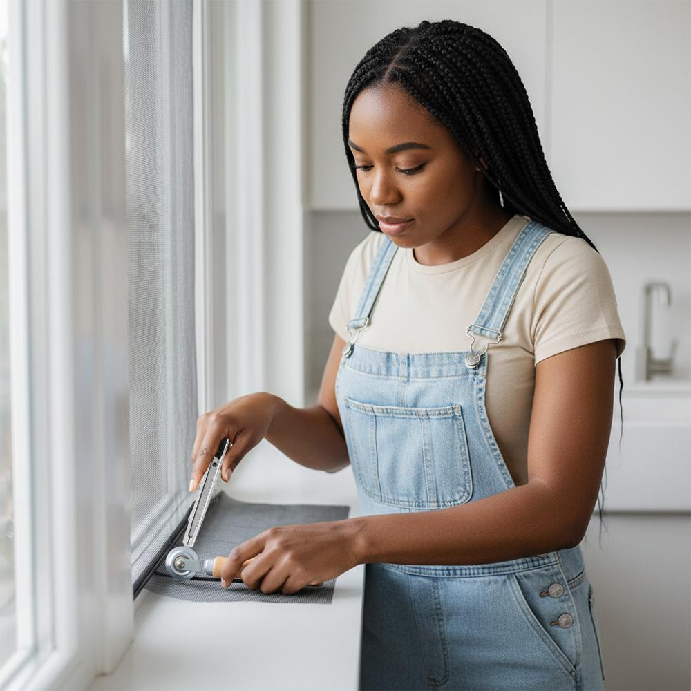 7PCS Window Screens Replacement Repair Kit, 48IN X 118IN Screen Door Mesh, 5 in 1 Window Screen Replacement Kit, DIY Adjustable Durable Fiberglass Mesh Screen Roll with Tools for Windows Doors Patio and Porch tint